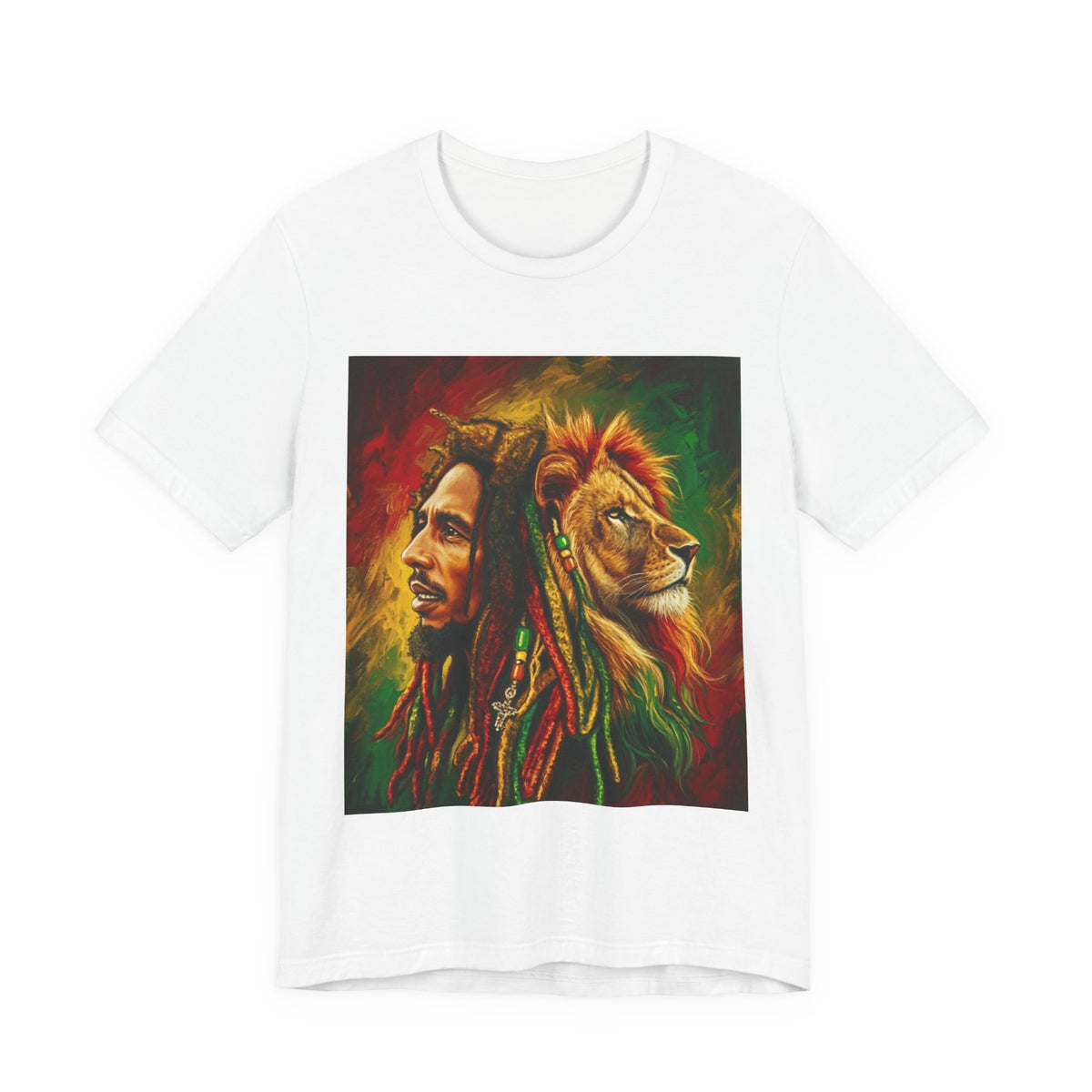 Rasta Lion Spirit Graphic Tee — Reggae-Inspired Lion & Dreadlocks T-Shirt