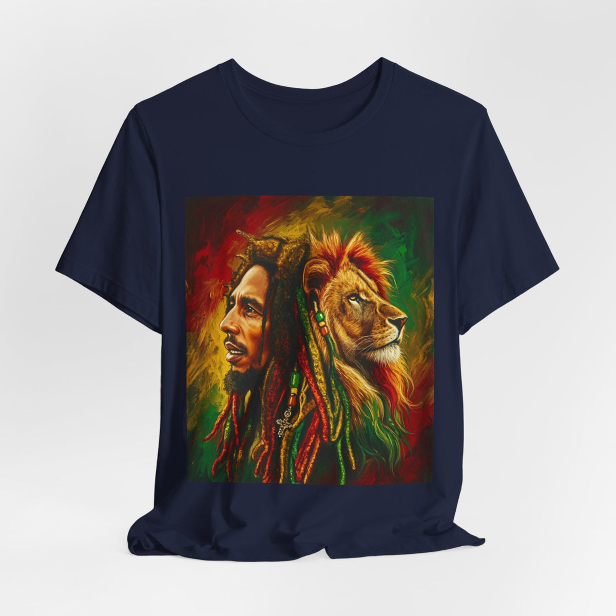 Rasta Lion Spirit Graphic Tee — Reggae-Inspired Lion & Dreadlocks T-Shirt