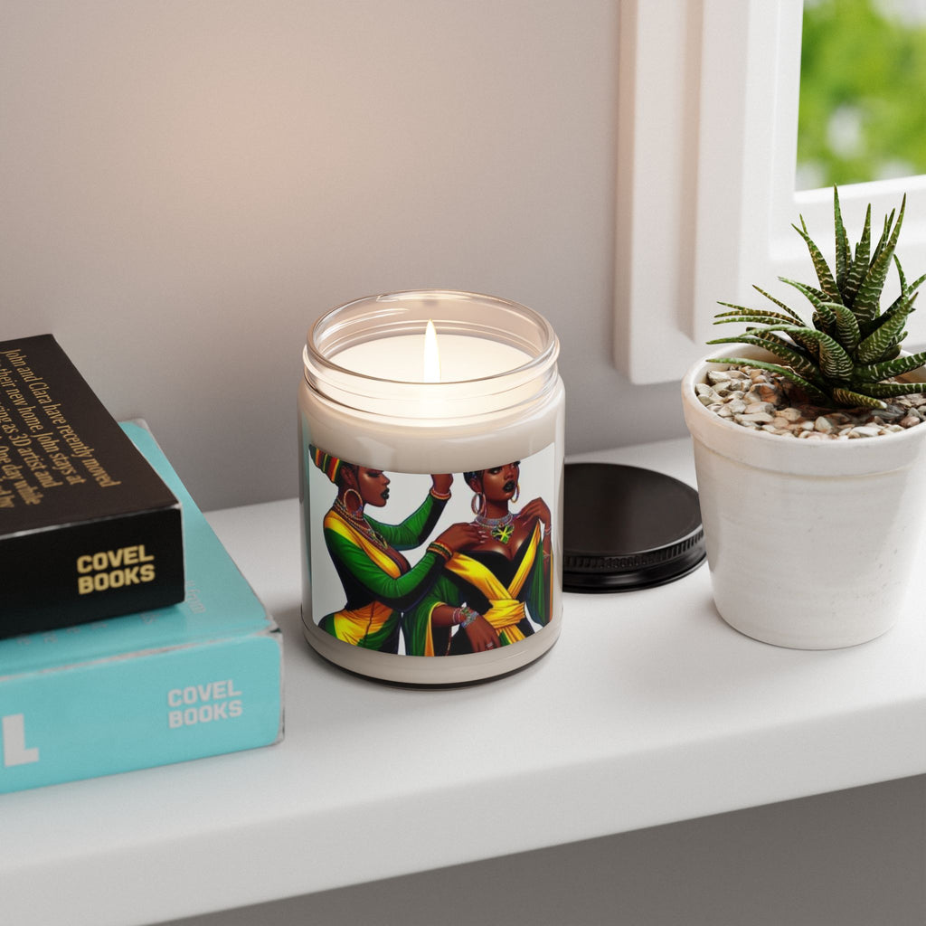 Soy Candle — Jamaican Vibes Black Women Art (9oz Scented)