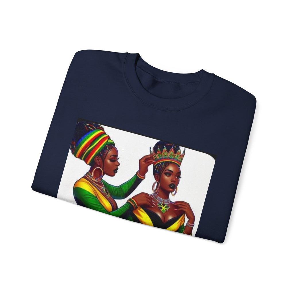African Queens Crewneck Sweatshirt — Regal Sisterhood Graphic