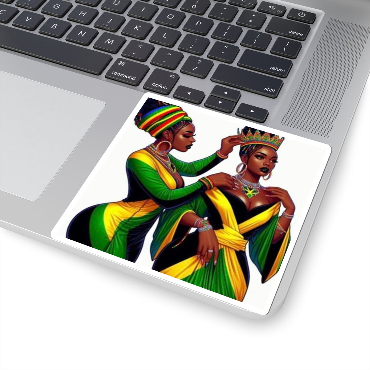 Kiss-Cut Sticker — Black Queens in Jamaican Colors (Crowning & Crowned)