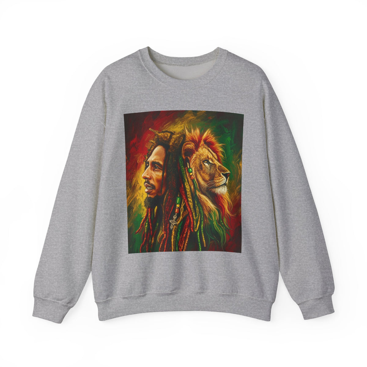 Rastafarian Lion Crewneck Sweatshirt — marley Portrait Rasta