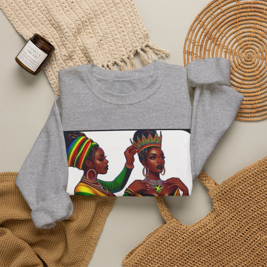 African Queens Crewneck Sweatshirt — Regal Sisterhood Graphic