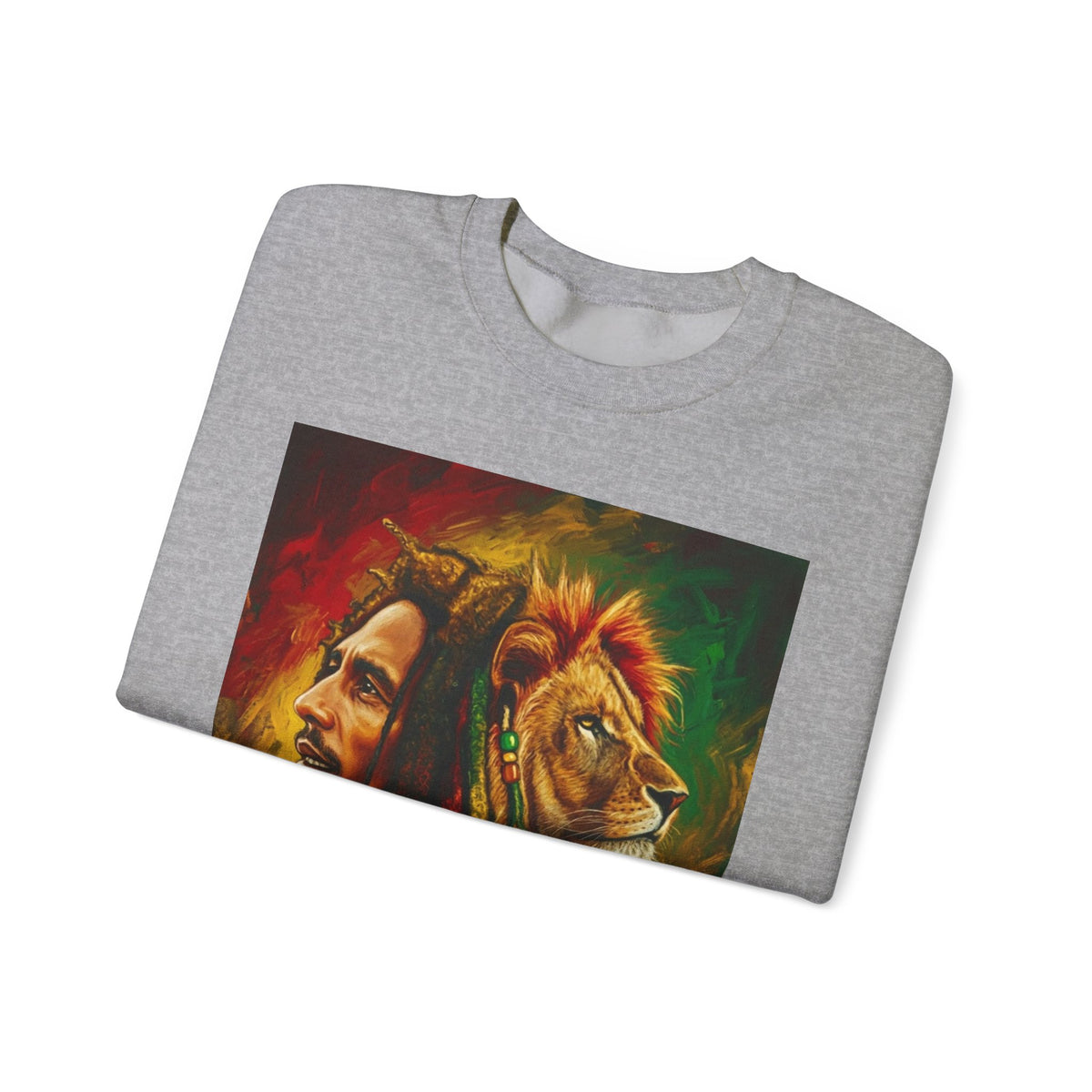 Rastafarian Lion Crewneck Sweatshirt — marley Portrait Rasta