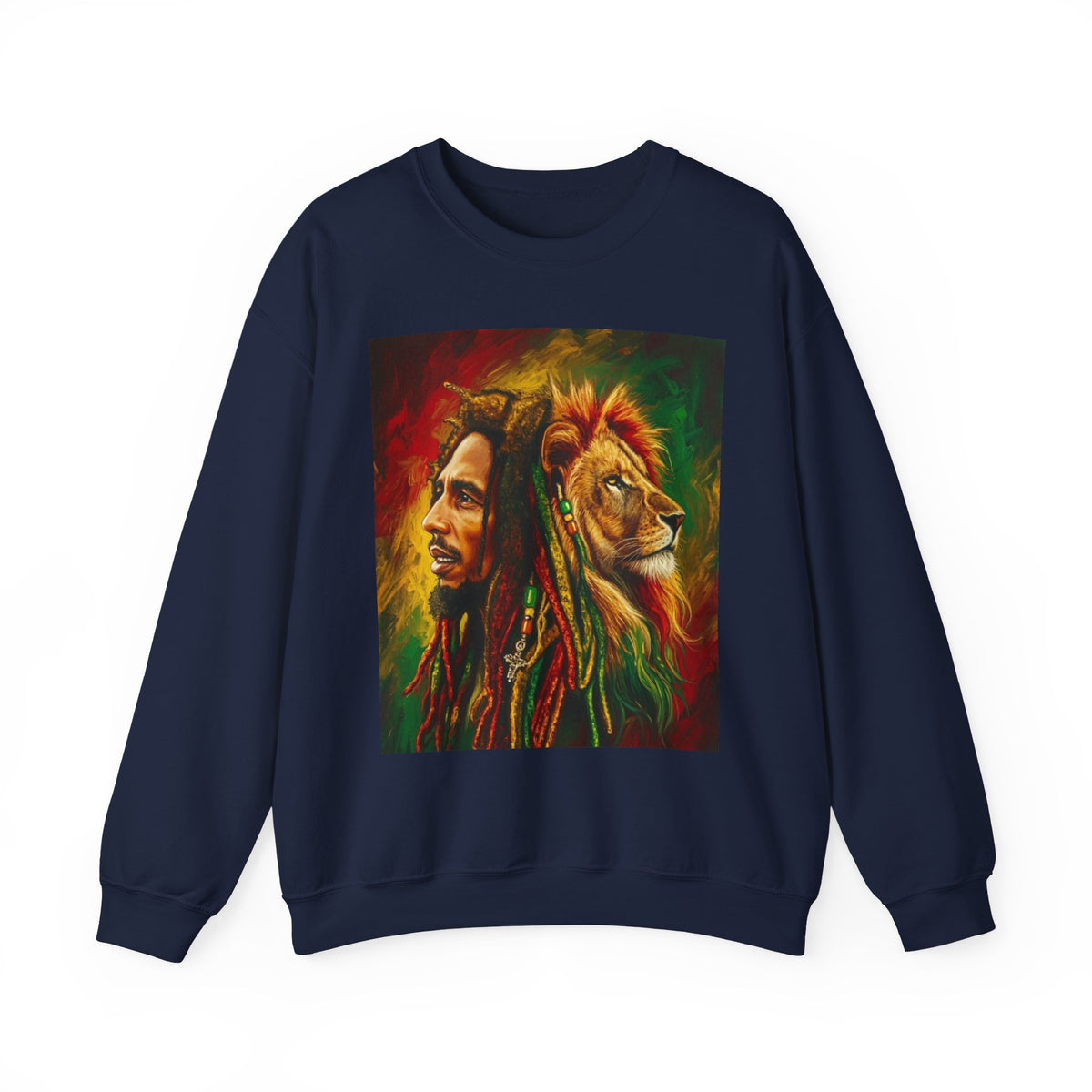 Rastafarian Lion Crewneck Sweatshirt — marley Portrait Rasta