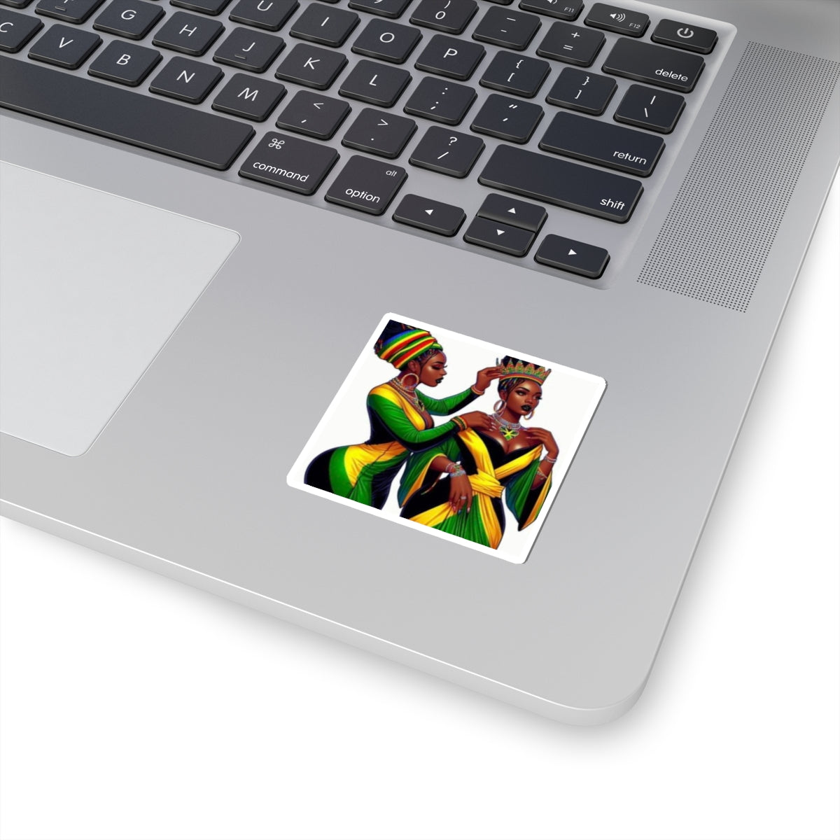 Kiss-Cut Sticker — Black Queens in Jamaican Colors (Crowning & Crowned)