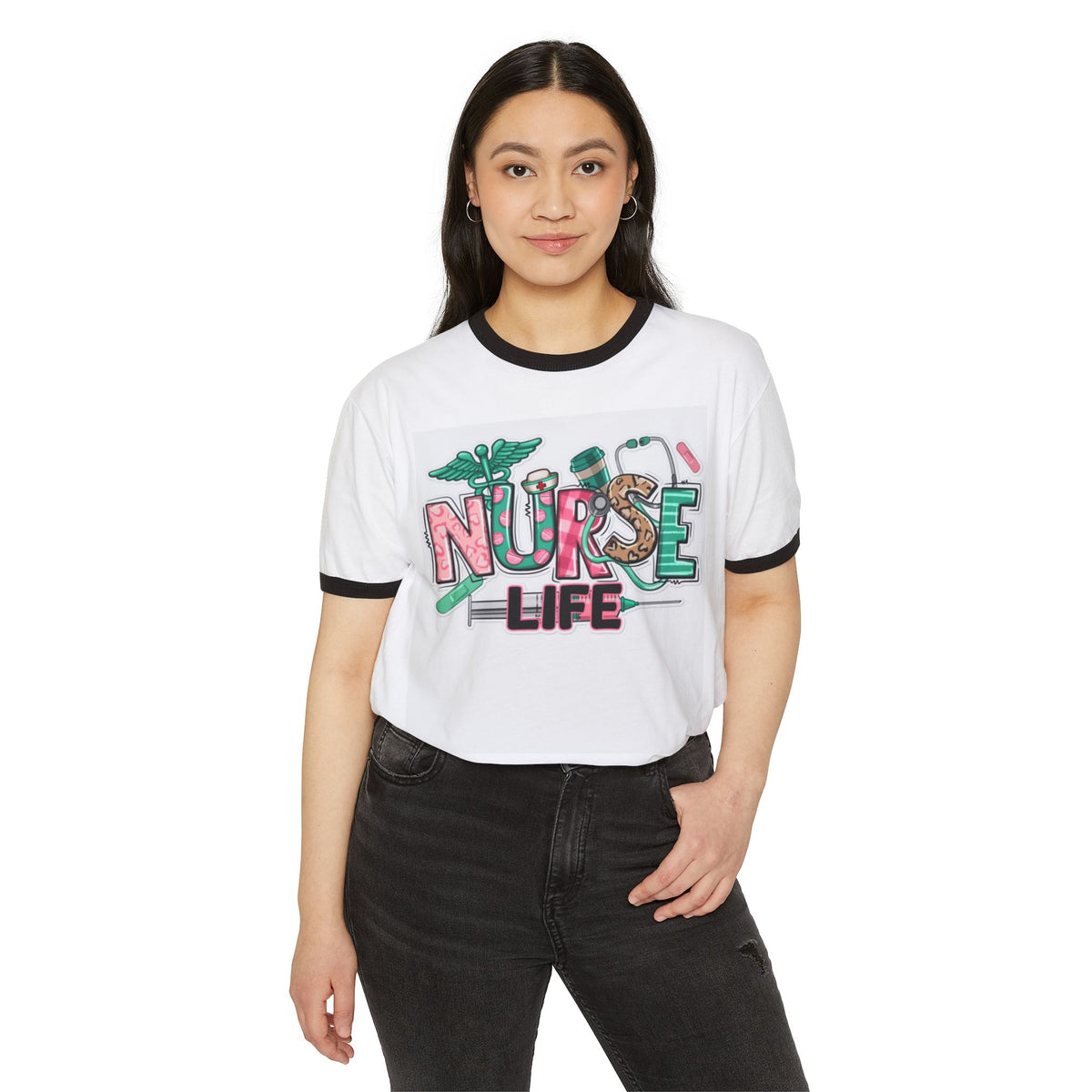 Nurse Life Ringer T-Shirt — Cute Medical Scrubs-Inspired Tee for Nurses