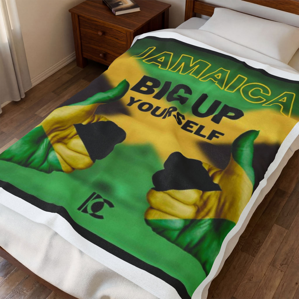 Jamaica 'Big Up Yourself' Velveteen Plush Blanket