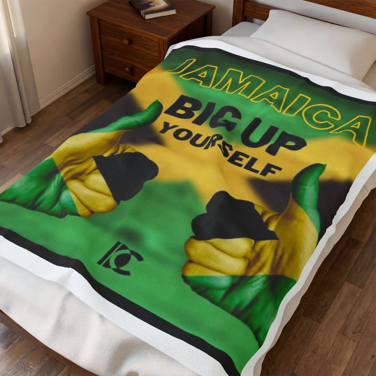 Jamaica 'Big Up Yourself' Velveteen Plush Blanket