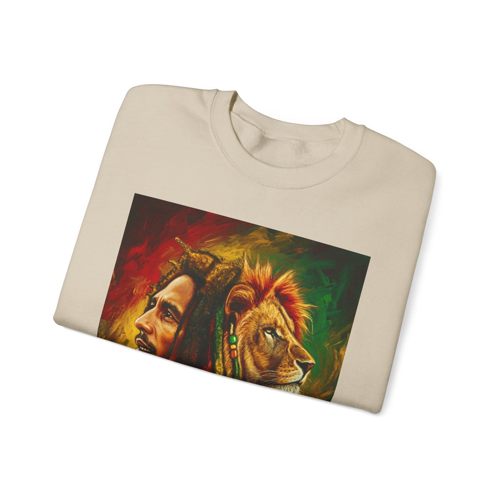 Rastafarian Lion Crewneck Sweatshirt — marley Portrait Rasta