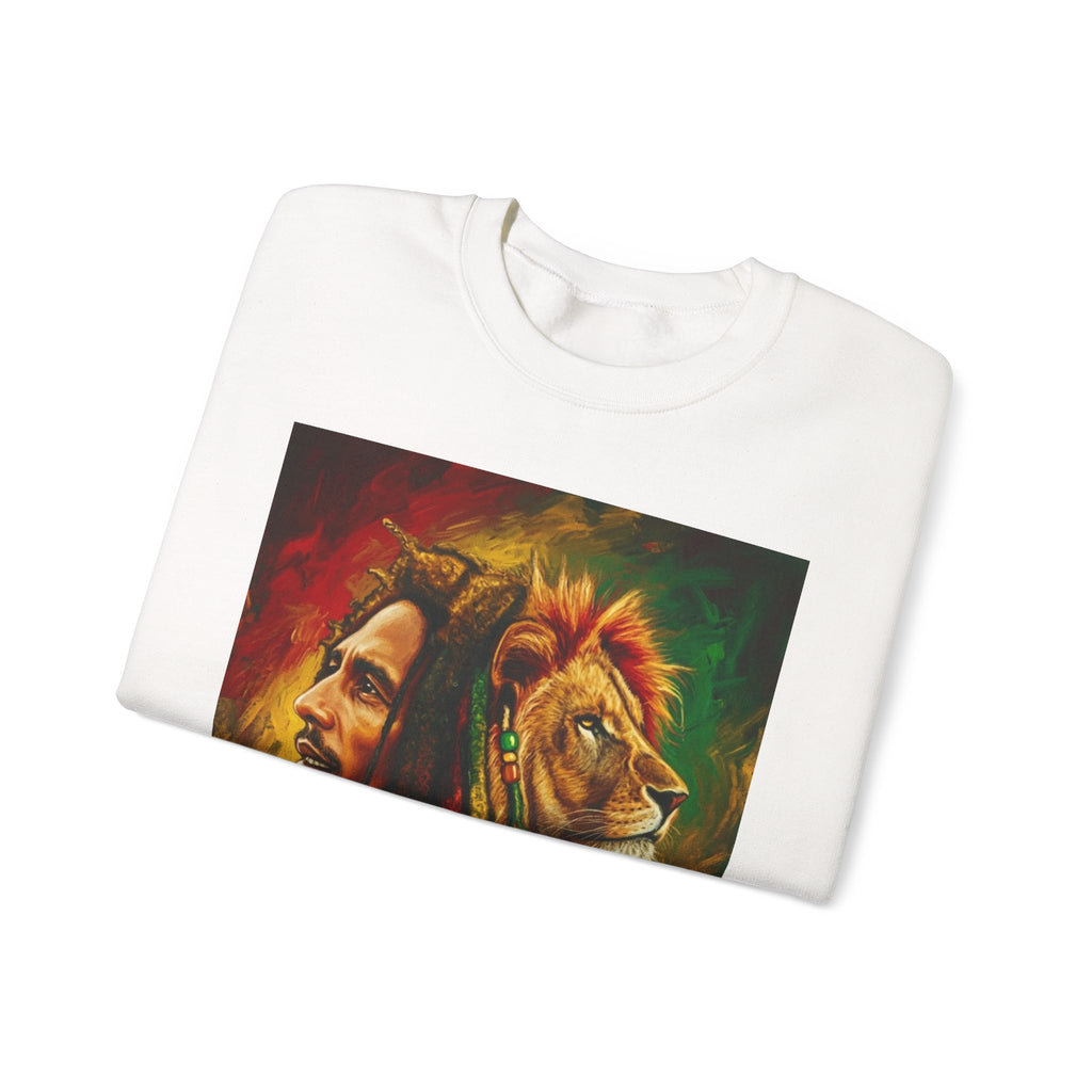 Rastafarian Lion Crewneck Sweatshirt — marley Portrait Rasta