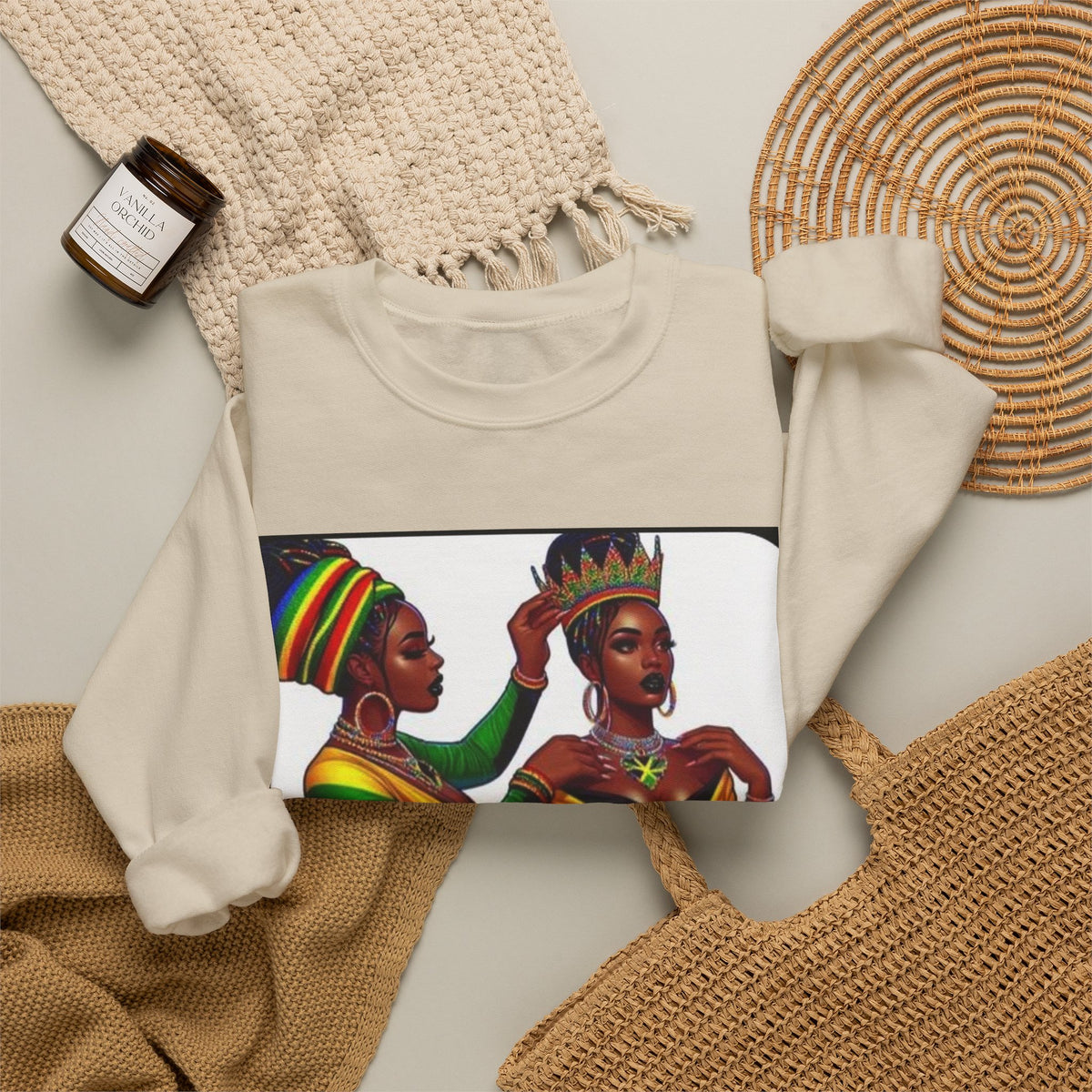 African Queens Crewneck Sweatshirt — Regal Sisterhood Graphic