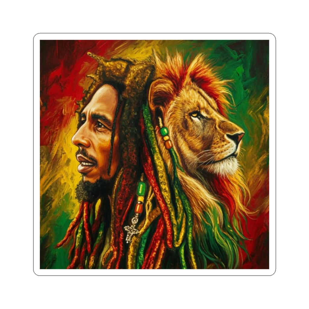 Rasta Lion Kiss-Cut Sticker – Reggae Dreadlocks Art Decal