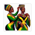 Kiss-Cut Sticker — Black Queens in Jamaican Colors (Crowning & Crowned)