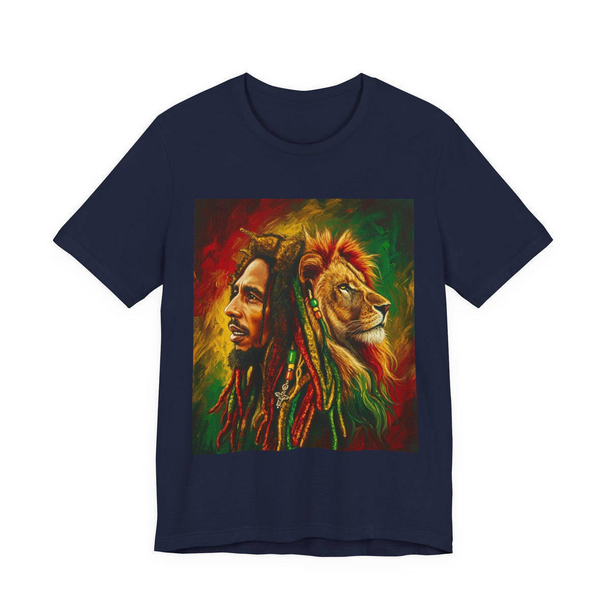 Rasta Lion Spirit Graphic Tee — Reggae-Inspired Lion & Dreadlocks T-Shirt