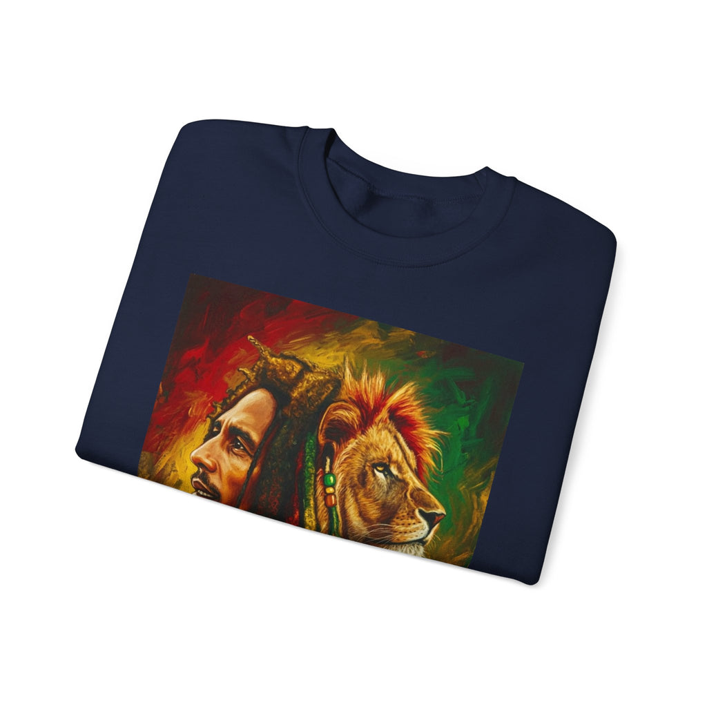 Rastafarian Lion Crewneck Sweatshirt — marley Portrait Rasta