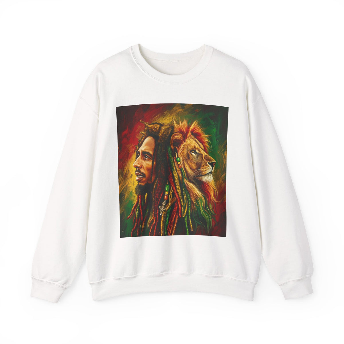 Rastafarian Lion Crewneck Sweatshirt — marley Portrait Rasta