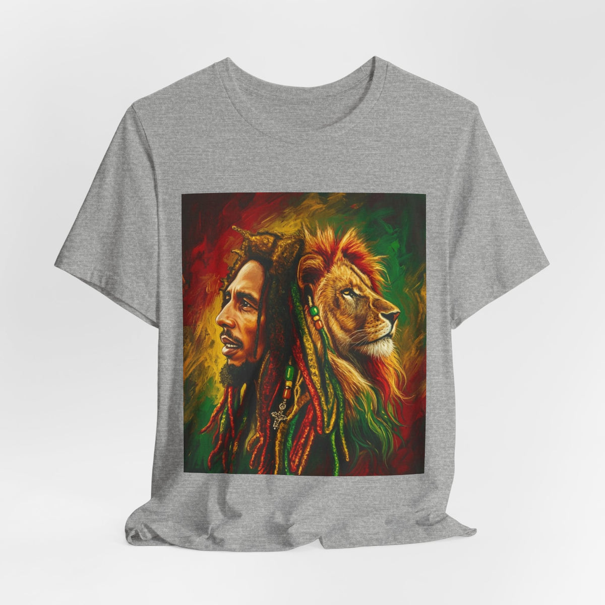 Rasta Lion Spirit Graphic Tee — Reggae-Inspired Lion & Dreadlocks T-Shirt