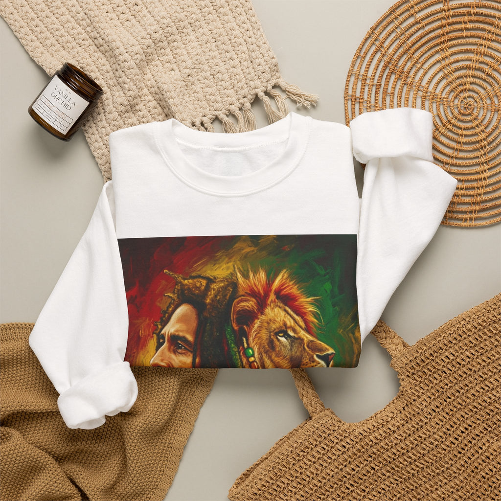 Rastafarian Lion Crewneck Sweatshirt — marley Portrait Rasta