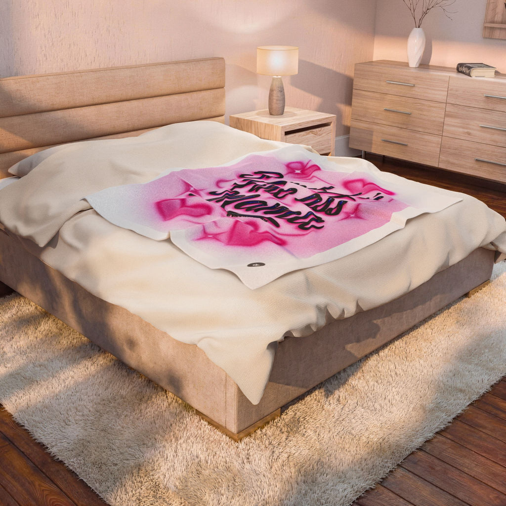 Somebody's Fine Ass Mama Velveteen Plush Blanket — Pink Airbrush Heart Throw for Mom, Mother's Day Gift