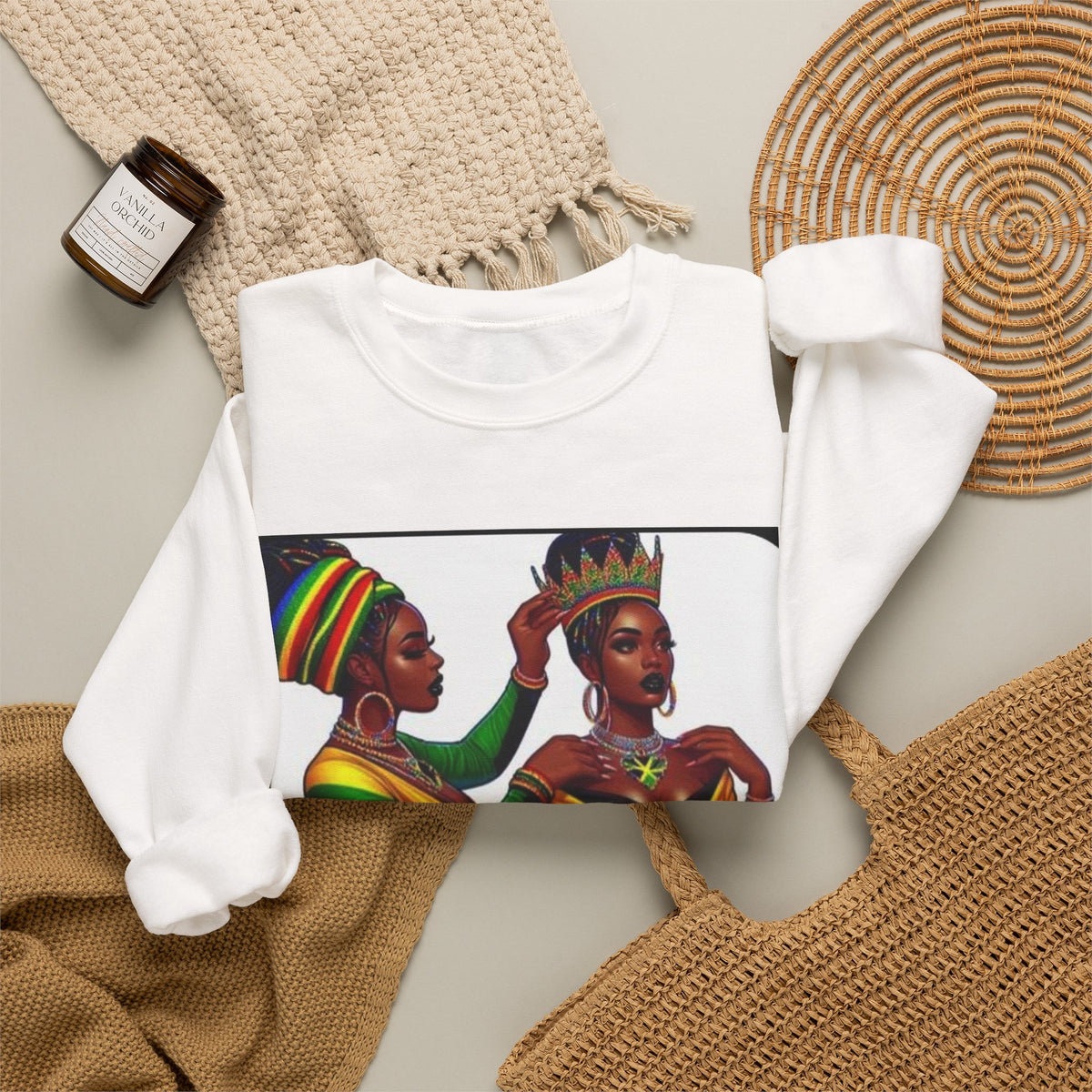 African Queens Crewneck Sweatshirt — Regal Sisterhood Graphic