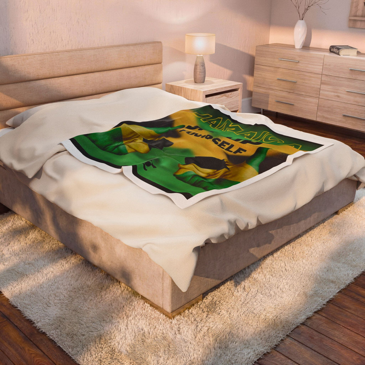 Jamaica 'Big Up Yourself' Velveteen Plush Blanket