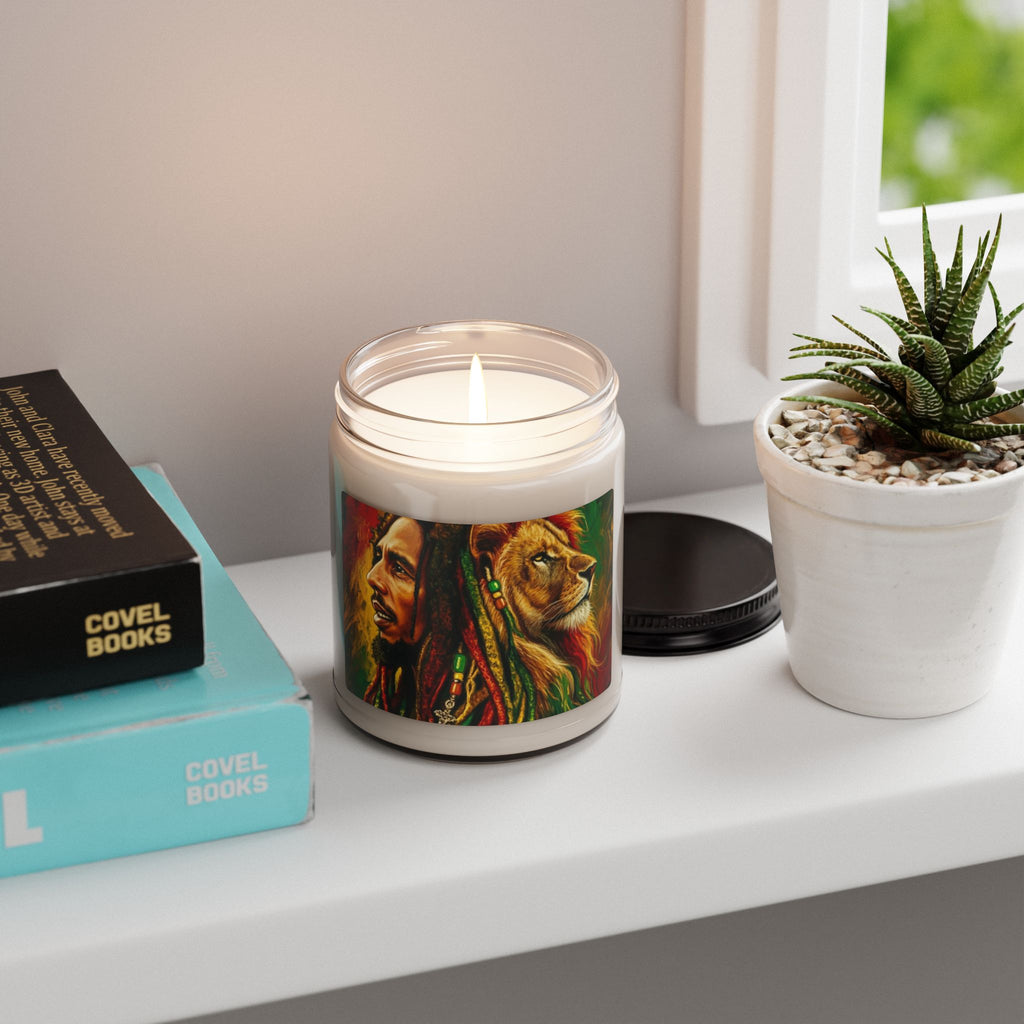 9oz Soy Candle — Rasta Lion Artwork Scented Candle